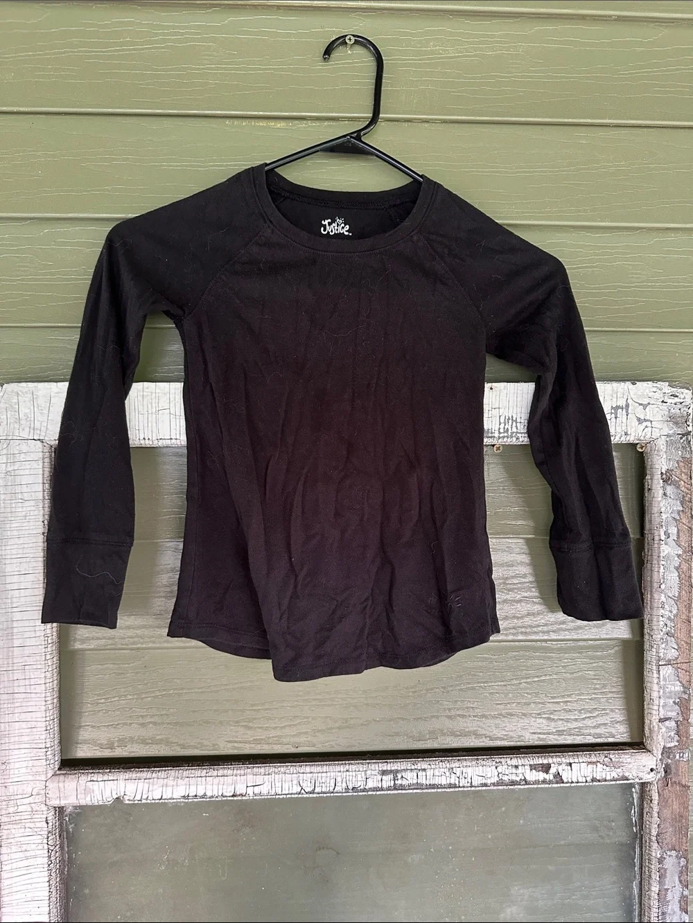Justice Black Girls' Long-Sleeve Crewneck Tee